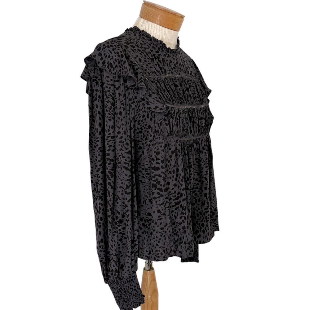 RAILS Kadi Top Spotted Slate Charcoal Gray Women's Small - Picture 8 of 12